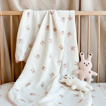 Двойни слоеве бебе пелена одеяло мек памук марля юргани за бебе супер удобно новородено обвивка количка капак