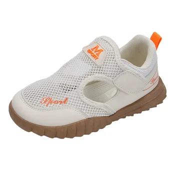 Детски спортни сандали 2023 летни нови момчета ежедневни обувки за хляб нехлъзгащи се момичета с меко дъно кухи бели обувки