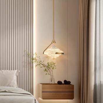 Дизайнерите препоръчват модерен прост светъл луксозен ресторант полилей творческа личност единична глава стъкло спалня нощно легло лампа