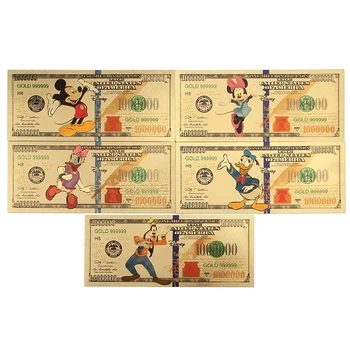 Дисни Мики Мини Доналд Дък колекция Златни възпоменателни карти за банкноти PVC карикатура играчки подаръци за деца