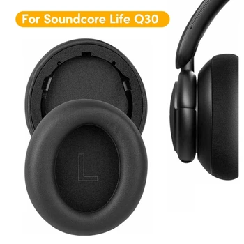 Дишащи подложки за уши от плат за Anker Life Q30 Слушалки Плътност пяна, добавете дебелина за подобрено качество на звука Earmuff