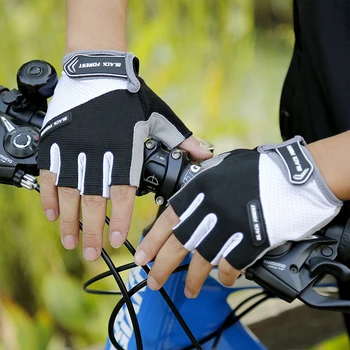 Дишащи половин пръст Ръкавици за колоездене Противоплъзгаща подложка Мотоциклет MTB Ръкавици за пътни велосипеди Мъже Дамски спортни ръкавици