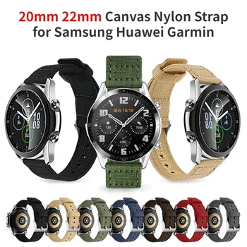 Дропшипинг 20mm 22mm платно найлон каишка мъже замени часовник лента за Samsung Galaxy Watch3 45mm Active2 Amazfit GTR Huawei GT 2