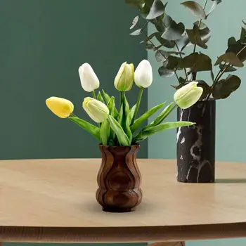 Дървена ваза реколта стил декоративни писалка притежателя цвете вази за селска къща цвете подреждане сватба декор кухня открит