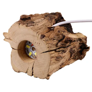 Дървена кристална топка стойка пън форма нощна светлина стойка USB зареждане LED светлина притежателя