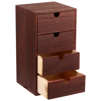 Дървена кутия за съхранение Desktop чекмедже организатор дърво външни контейнери каси настолна кабинет бюро мини скрин куб кутии чекмеджета