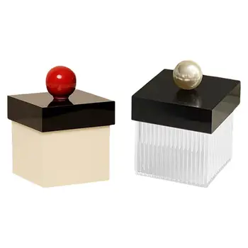 Държач за памучни тампони Кутия за топки с памучен тампон Прозрачен дозатор за салон за красота
