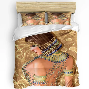 Египетски жена златни мъниста мода момиче 3бр легла комплект за спалня двойно легло домашен текстил пухени покритие юрган покритие калъфка