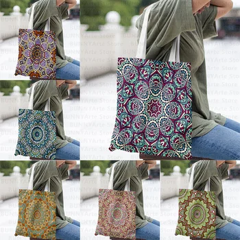 Елегантен атмосферен богат и луксозен всички отпечатани екологични супермаркет пазарски чанти направени дамски преносими платнени чанти