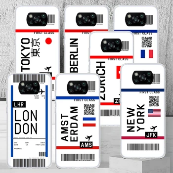 Етикет за билети за пътуване Калъф за телефон за Xiaomi Poco X3 Nfc X4 GT X5 Pro M5S M3 M4 M2 F3 F2 F1 Забележка 10 A3 A2 Lite Soft Coque