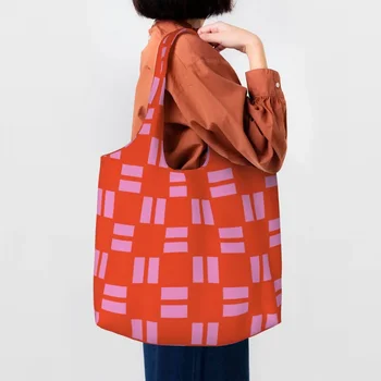 Ефект на пауза Розово червено платно пазарски чанти жени миещи се голям капацитет хранителни стоки улица изкуство Eldridge мъкна купувач чанти чанта