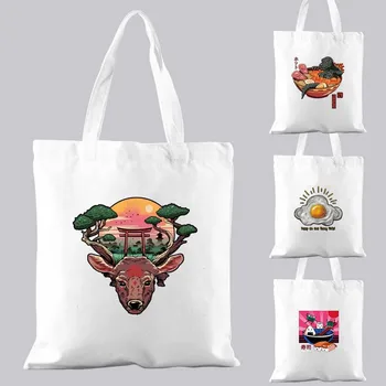 Жени платно рамо чанта мода Япония серия мъкна купувачи чанти нови еко организатор големи чанти сгъваеми хранителни пазаруване пакет