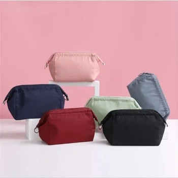 Жените цип козметична чанта плътен цвят женски грим чанта пътуване тоалетна сумка красота грим чанти организатор водоустойчив измиване чанта