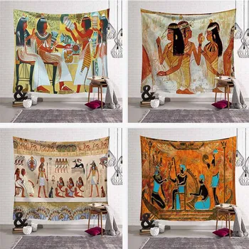 Жълт древен Египет гоблен стена висящи старата култура отпечатани хипи египетски гоблени плат реколта гоблени стая декорация