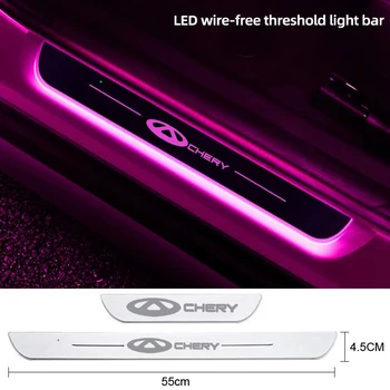 За Chery Tiggo 7 Pro 8 4 5 3 T11 3X 5X A1 A3 A5 QQ Fulwin USB мощност Moving LED Well Come Pedal Car Scuff Plate Door Sill Lights