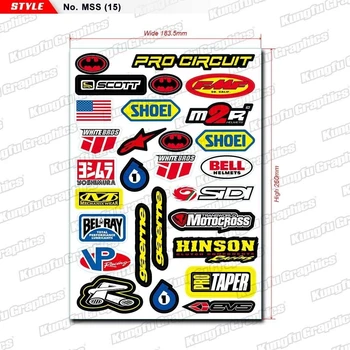 За FMF Micro спонсор лого състезателни стикер лист универсален (7.2x 10.2 инча), бял