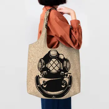 За многократна употреба дълбоководен водолазен шлем пазарска чанта жени платно рамо голяма пазарска чанта миещи се хранителни стоки чанти за пазаруване