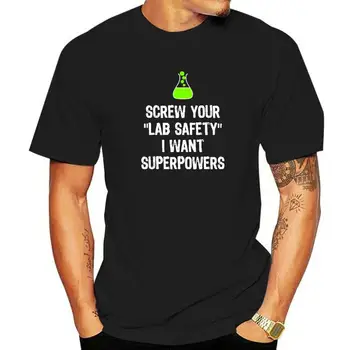 Завийте лабораторията си Безопасност Искам суперсили химия смешно къс ръкав тениска памук топ тениски за мъже в продажба Camisa