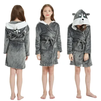 Зимни момчета момичета еднорог халати за баня животински бод нощница деца бански костюми Детско спално облекло Кърпа с качулка Плажно облекло