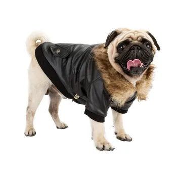 Зимно кучешко палто яке Pu кожа дрехи за домашни любимци облекло Померански пудел Бишон шнауцер мопс френски булдог облекло куче костюми