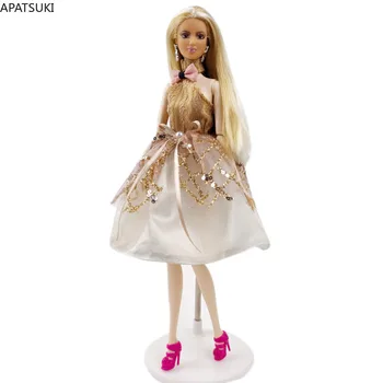 Златна принцеса рокля за Барби Тоалети Розов лък парти рокля мода кукла дрехи 1/6 кукли аксесоари кукла къща детски играчки