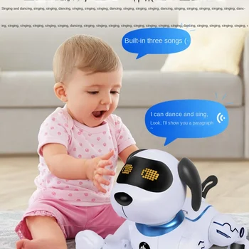 Интелигентен робот куче детска играчка момче пъзел електрически робот куче ходене може да се обади кученце момче бебе