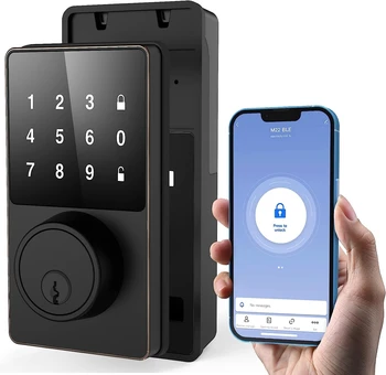 Интелигентно заключване с Bluetooth, заключване на входната врата без ключ със сензорни клавиатури, лесен за инсталиране, отключване на приложения, сигурност водоустойчив El