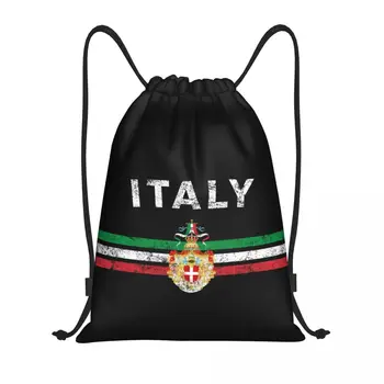 Италианска емблема Италия флаг шнур раница спортна фитнес чанта за мъже жени патриотичен подарък обучение Sackpack