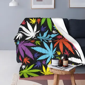 Канабис листа одеяло покритие марихуана плевел листа фланела хвърлят одеяло легло диван декорация лек bedsprea