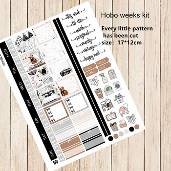 Кафе HOBO седмица комплект канцеларски стикер стикер етикет декоративен стикер DIY плановик дневник Скрапбукинг албум стикери kawaii стикери
