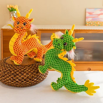 Китайски зодиакален дракон плюшена играчка плюшено животно дракон 15cm късметлия меки пухкави плюшени животни за деца възрастни Нова година