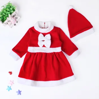 Коледа Дядо Коледа косплей костюм бебе момичета 3/4 ръкав дрехи малко дете деца рокля детски дрехи за 2-12 години
