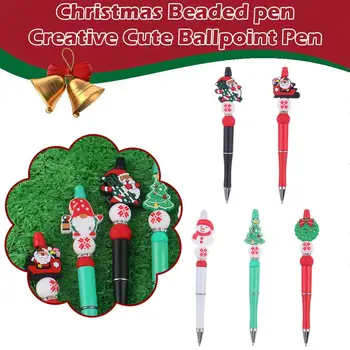 Коледа химикалка мъниста творчески сладки писалки за училище офис продукт Коледа дърво Дядо Коледа декор Beaded писане писалка J8I5