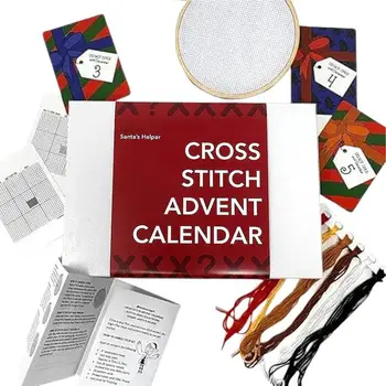 Коледен комплект за бродерия Адвентен календар Кръстосани комплекти Изящни DIY Needlepoint начинаещи бродерия Коледа кръст комплекти подарък
