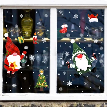 Коледен прозорец стикери Дядо Коледа снежинка стена стикер Весела коледна украса за дома детска стая стена ваденки Нова година