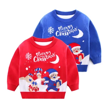 Коледни пуловери за момчета Памук Зима Малки момичета Пуловер Сладки детски дрехи