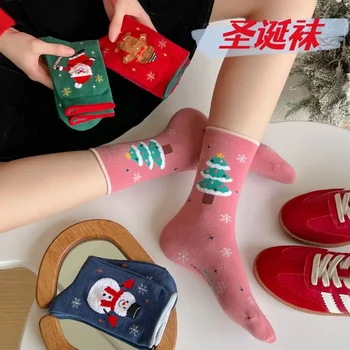Коледни чорапи Дамски Mid-tube Есен Зима Червена Година на живота Чорапи Instagram Хипстър Двойка Студент Чорапи