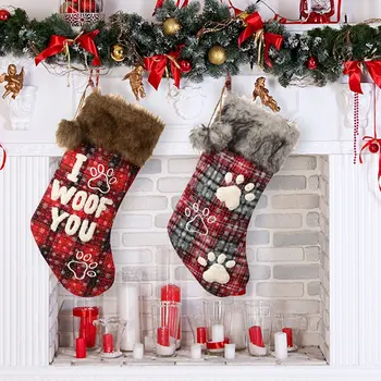 Коледни чорапи подарък чорапи с букви Коледа чорапи за семейно парти декор коледно дърво декорация