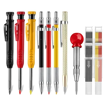 Комплект механични дърводелски моливи с маркерни пълнители, дърводелски карбид Scriber Tool Дървообработващи моливи Маркерни инструменти