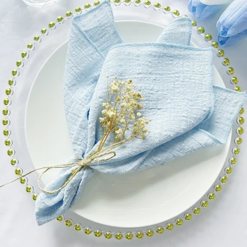 Комплект от салфетки от 4 ръба за шиене Градински чай зелена марля памук мека тъкан за маса декор Сватба Коледна вечеря Празници