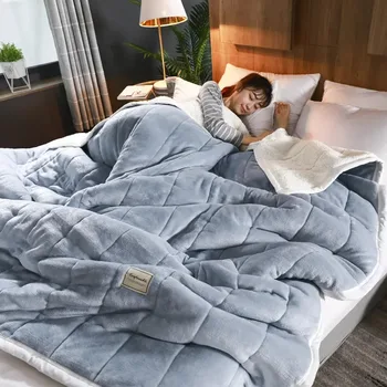 Корал руно есен зима топли одеяла за легло 3 слоя сгъстяване фланела одеяло юрган меки удобни топлина юргани миещи се