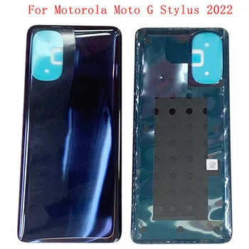 Корпус на корпуса на задната врата на капака на батерията за Motorola Moto G Stylus 2022 Заден капак с резервни части за лепилни стикери