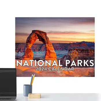 Красиви национални паркове 2024 Календар Календар на националните паркове Подарък 2024 Стенен календар за календар Организиране и планиране