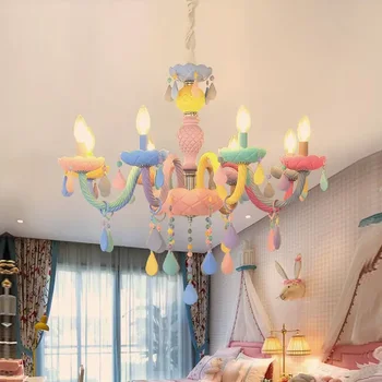 Кристален полилей трапезария лампа спалня светлина детска стая американско момиче принцеса начало декорация лампа осветление