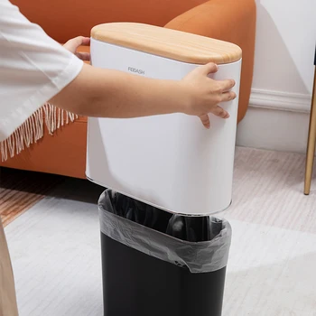 Кухненски кошче за боклук натиснете за отваряне на кошче за отпадъци 10L 2.6Gallon мини кошче тесен тънък водоустойчив за кухня/спалня/хол/офис