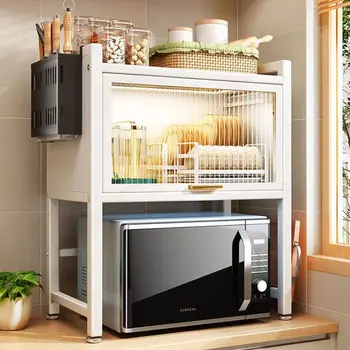 Кухненски шкаф за микровълнова печка с врати, подправка прахоустойчив плот за съхранение, шкафове за съхранение на фурна