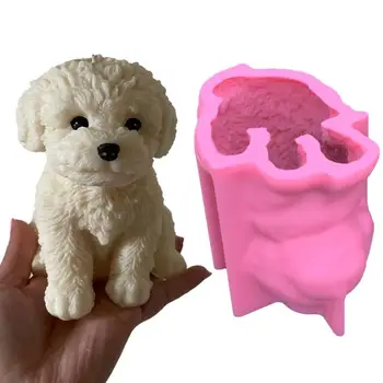 Куче силиконов мухъл 3D куче силиконови свещи форми сладък кученце сапун форми за дома декор керамични глинени свещи торта декор доставки
