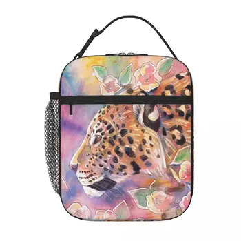 Леопард с цвят 2 обяд голяма пазарска кутия за обяд термо храна чанта обяд кутия за жени