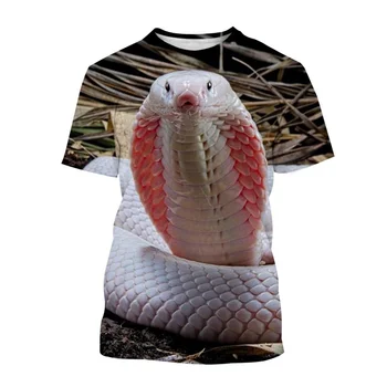 Летни животински змийски тениски 3d печат графична тениска личност удобна случайна улица къс ръкав торбест O-яка отгоре