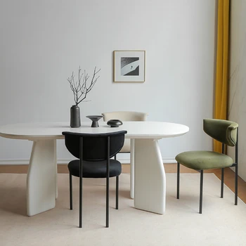 Луксозен минималистичен стол за хранене лебед кадифе плат дизайнер стол стабилен удобен облегалка ергономичен стол ярка гладка